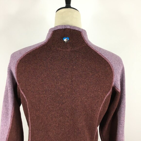 KUHL Brown Purple Colorblock Alfpaca Fleece Mock Neck Pullover Knit Sweater - Picture 11 of 12
